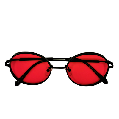 Runde Retro Solbriller med Røde Glass