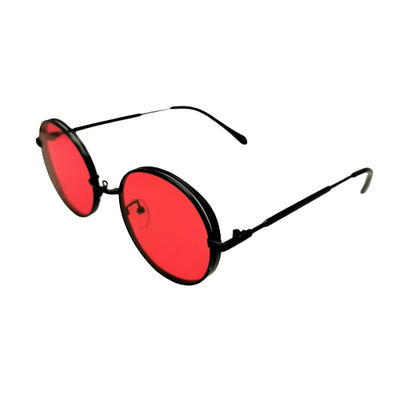 Runde Retro Solbriller med Røde Glass